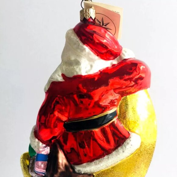 SALE Authentic Christopher Radko SANTA Claus on the Gold Moon Huge Glass Ornamnt - Picture 3 of 10